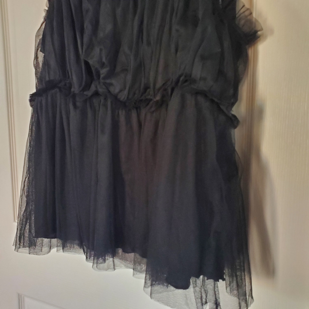 Anthropologie Velvet Tule Tank Black Fairy Witchy Rock Punk Babydoll Grunge 3X - Picture 5 of 13